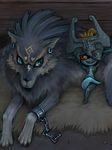  bliko blue_eyes earrings fang helmet imp jewelry link link_(wolf) midna red_eyes smile the_legend_of_zelda the_legend_of_zelda:_twilight_princess wolf 