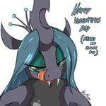  &lt;3 2016 bedroom_eyes changeling english_text eyeshadow fangs female feral friendship_is_magic hair half-closed_eyes holidays horn looking_at_viewer makeup my_little_pony queen_chrysalis_(mlp) seductive simple_background solo srmario text tongue tongue_out valentine&#039;s_day white_background 