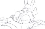  anthro barefoot bed digital_drawing_(artwork) digital_media_(artwork) duo ero_(character) eroborus faceless_male foot_fetish footjob grin line_art looking_at_penis lying male male/male mammal monochrome motion_lines naughty_face nintendo nude on_back on_bed penis pikachu pok&eacute;mon rodent tapering_penis tongue tongue_out vein veiny_penis video_games weavile 