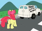 apple_bloom_(mlp) butt creepy earth_pony english_text equine female feral friendship_is_magic hair hi_res horse imminent_rape jdmorte mammal my_little_pony outside pony road solo text trap_(disambiguation) van 