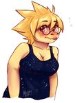  2015 alphys blush breasts clothed clothing digital_media_(artwork) eyewear female glasses hair hi_res lizard long_hair mikeaniki monster reptile scalie simple_background solo undertale video_games 