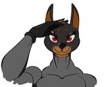  anthro canine doberman dog female mammal red_eyes seii3 simple_background solo zxx3 