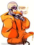  animated_skeleton bone cigarillo clothed clothing dialogue duo humanoid_penis male not_furry open_mouth orange_penis papyrus_(undertale) penis skeleton smoke smoking text thebigmonstersucc undead undertale video_games 