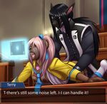  ace_attorney anthro areola athena_cykes breasts clothed clothed_sex clothing dragon duo english_text female from_behind_position half-closed_eyes hi_res inside lavenderpandy male male/female mammal marsupial nipples open_mouth sex simon_blackquill small_breasts teeth text theblackrook tongue wombat 