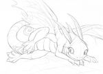  brightwing dragon faerie_dragon feral greyscale heroes_of_the_storm looking_at_viewer lying monochrome pencil_(artwork) solo tokkileul traditional_media_(artwork) video_games warcraft wings 