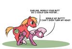  2014 big_macintosh_(mlp) blonde_hair cheerilee_(mlp) cutie_mark dialogue duo earth_pony el-yeguero english_text equine female feral feral_on_feral friendship_is_magic from_behind_position fur green_eyes hair horse humor looking_back male male/female mammal multicolored_hair my_little_pony pink_hair pony purple_fur red_fur sex simple_background text two_tone_hair white_background 