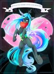  &lt;3 2016 ? absurd_res black_skin blue_hair english_text equine fangs female friendship_is_magic green_eyes hair hi_res holidays hooves horn horse koveliana long_hair looking_at_viewer makeup mammal my_little_pony pony queen_chrysalis_(mlp) smile solo teeth text unicorn valentine&#039;s_day 