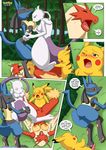  avian bbmbbf big_breasts bird blaziken breast_fondling breast_suck breasts canine chicken comic cum dialogue digital_media_(artwork) english_text erect_nipples erection female fondling group group_sex hand_on_breast hi_res huge_breasts legendary_pok&eacute;mon lucario male male/female mammal mewtwo nintendo nipple_suck nipples nude open_mouth palcomix palcomix_team penetration penis pikachu pok&eacute;mon pussy sex sucking text video_games 