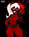  anthro big_breasts blood_splatter breasts camel_toe chilly_pepper cosplay costume crossover deadpool earth_pony equine erect_nipples fan_character female hair hi_res horse kloudmutt mammal marvel mask melee_weapon my_little_pony nipple_bulge nipples pony pose pussy raised_arm red_eyes smile solo sword voluptuous weapon white_hair 