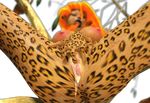  3d_(artwork) 3dgspot anthro big_breasts breasts cgi digital_media_(artwork) feline female hair humanoid jaguar mammal orange_hair solo spots spotted_skin tree 