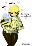  &lt;3 arthropod bee beesex big_breasts black_body blush bottomless breasts chinad011 clothed clothing female half-closed_eyes hand_on_hip hands_on_hips hi_res insect lipstick non-mammal_breasts seductive solo stinger sweater vinesauce wide_hips wings yellow_body 