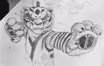  2016 anthro clothed clothing feline female fur kung_fu_panda lordofpengz mammal master_tigress pencil_(artwork) simple_background sketch solo tiger traditional_media_(artwork) white_background 