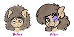  2016 before_and_after cinnamon_buns equine eyeshadow fan_character hair horse makeup male mammal messy_hair my_little_pony one_eye_closed pony portrait solo stunnerpony tongue tongue_out wink 