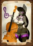  2016 anthro anthrofied big_ears black_hair bow_(stringed_instrument) bow_tie breasts card cello cleavage clothed clothing cutie_mark equine female friendship_is_magic hair hi_res horse legwear mammal musical_instrument my_little_pony octavia_(mlp) pony purple_eyes solo stockings tarot_card wide_hips zzvinniezz 