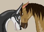  absurd_res anthro canine cum doberman dog duo equine grey_background hi_res horse mammal ortaon panting simple_background yenza 