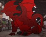  anthro balls biceps big-red big_balls big_penis detailed_background dragon erection hair hi_res huge_balls hyper hyper_balls hyper_penis male multi_penis muscular nude pecs penis reptile scalie slyther smile solo thick_penis tongue tongue_out 