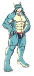  abs anthro biceps canine clothed clothing digital_media_(artwork) dog full-length_portrait hi_res kakushimi male mammal muscular muscular_male nipples pecs portrait red_eyes simple_background solo topless underwear white_background 