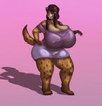  anthro big_breasts big_butt breasts butt cleavage clothed clothing dreadlocks female hi_res huge_breasts hyena jewelry mammal nipples piercing smile solo spots takarachan thick_thighs voluptuous wide_hips 