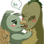  blush dinosaur dinosaur_adventure duo green_eyes kissing male male/male meme unknown_artist yee 