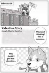  anthro candy canine chocolate comic digital_media_(artwork) dog feline food fur greyscale holidays lion male mammal monochrome naruever plushie solo valentine&#039;s_day 