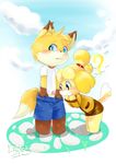  absurd_res animal_crossing blue_eyes blush canine circumcised clyndemoon cub duo female fox hi_res isabelle_(animal_crossing) male mammal nintendo penis scar video_games voyeur young 