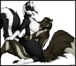  big_breasts black_border blue_eyes border breasts canine duo edit eyewear female glasses hi_res huge_breasts male male/female mammal mastery_position nipples nude paws sex simple_background skunk thick_thighs tongue tongue_out truegrave9 white_background 