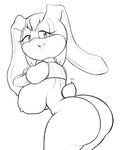  anthro big_breasts big_butt black_and_white breasts butt clothing female gray_impact half-closed_eyes hi_res huge_breasts huge_butt lagomorph lipstick long_ears mammal mature_female monochrome nipples open_mouth rabbit smile solo sonic_(series) undressing vanilla_the_rabbit 