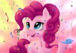  2014 abstract_background blue_eyes bluespaceling cutie_mark earth_pony equine female feral friendship_is_magic fur hair hi_res horse mammal my_little_pony open_mouth pink_fur pink_hair pinkie_pie_(mlp) pony smile solo streamer 