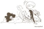  afro bandanna bone brook_(one_piece) canine dog female male mammal minkmen_(one_piece) monochrome one_piece skeleton wanda_(one_piece) 