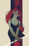  2016 abstract_background anthro breasts cleavage clothed clothing eye_patch eyewear fangs female fish grin hair hi_res leemungkun long_hair marine open_mouth red_hair sharp_teeth shirt solo standing tank_top teeth undertale undyne video_games yellow_eyes yellow_sclera 