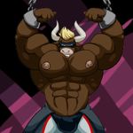  abs animated bdsm biceps big_muscles blonde_hair bondage bound bovine cattle chain clothed clothing hair horn hyper hyper_muscles lactating male male_lactation mammal mask milk muscledrakita muscular nipples pecs topless 