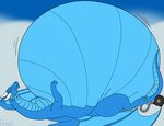  2016 belly belly_expansion big_belly blue_scales curus_keel digital_media_(artwork) dragon featureless_crotch feral grinex horn inflation lying male nude on_back scales scalie simple_background solo wings 