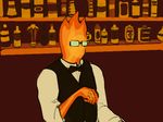  alcohol animated bartender beverage elemental eyewear fire fire_elemental food glasses grillby male nirelaz not_furry undertale video_games 