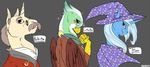  avian backlash91 conditional_dnp equine female friendship_is_magic greta_(mlp) gryphon hat horn horse kibitz looking_at_viewer male mammal my_little_pony pony trixie_(mlp) unicorn 