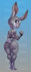  2016 anthro atryl breasts butt disney female hi_res judy_hopps lagomorph looking_back mammal nipples nude purple_eyes rabbit short_stack small_breasts smile solo zootopia 