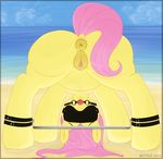  2016 animal_genitalia animal_pussy anus ball_gag beach blindfold butt equine equine_pussy female feral fluttershy_(mlp) friendship_is_magic gag mammal mittsies my_little_pony outside pegasus pussy seaside solo wings 