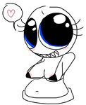  &lt;3 anthro big_eyes blue_eyes blush breasts chain-chomp-chan chain_chomp female not_furry pink_areola simple_background solo the_weaver white_background 