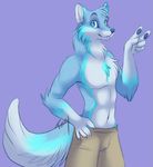  blue_fur canine clothing fur low_res male mammal portrait purple_background shorts simple_background smile solo tassy_(artist) three-quarter_portrait white_fur wolf 