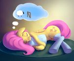  2016 animated caprine clothing cute cutie_mark dream equine eyes_closed female feral fluttershy_(mlp) friendship_is_magic hair horse legwear mammal my_little_pony pegasus pillow pink_hair rodrigues404 sheep sleeping socks solo wings 