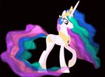  2015 animated black_background crown cutie_mark equine equum_amici feathered_wings feathers female feral friendship_is_magic fur hair horn jewelry mammal multicolored_hair my_little_pony necklace princess_celestia_(mlp) purple_eyes royalty simple_background smile solo spier17 white_feathers white_fur winged_unicorn wings 