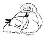  avian bird black_and_white boggartowl cat eyes_closed feline line_art mammal monochrome owl owl_(boggartowl) signature simple_background sleeping solo watermark white_background 
