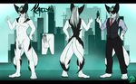 abstract_background anthro backsack balls big_ears black_and_white_fur black_and_white_hair black_fur black_penis canine city close-up clothed clothing erection fennec fox front_view fur green_eyes hair hybrid kaelyn_idow long_hair looking_at_viewer male mammal marble_fox model_sheet multi_tail necktie nude pants penis plantigrade shirt solo the_evil_within tied_hair vest white_fur zead 