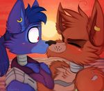  absurd_res animatronic black_nose blush canine digital_media_(artwork) duo eyes_closed fan_character female five_nights_at_freddy&#039;s fox foxy_(fnaf) fur hi_res kissing machine male male/female mammal red_eyes robot video_games xmintshakex 