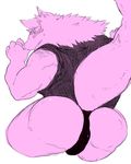  blush butt canine clothing hukakune_4471 looking_at_viewer looking_back male mammal muscular muscular_male simple_background solo underwear white_background 