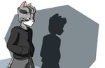  abstract_background absurd_res anthro black_fur cat clothed clothing feline fur grey_fur hexcat hi_res lonely_cat male mammal shadow solo 