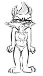  akunim angry anthro black_and_white bulge cat_lingerie clothed clothing crossdressing endtown frown jim_(endtown) male mammal monochrome raccoon solo 
