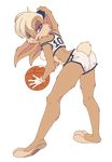  anthro bare_shoulders basketball blonde_hair blue_eyes breasts butt clothed clothing female fur gloves hair knightmere lagomorph lola_bunny long_ears looking_at_viewer looney_tunes mammal open_mouth pink_nose rabbit shirt short_hair shorts side_boob solo space_jam sport teeth warner_brothers white_gloves 