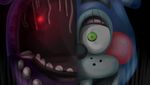 2015 animatronic bonnie_(fnaf) choco-floof digital_media_(artwork) five_nights_at_freddy&#039;s five_nights_at_freddy&#039;s_2 glowing glowing_eyes green_eyes lagomorph machine male mammal rabbit red_eyes robot solo toy_bonnie_(fnaf) video_games 