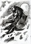  2005 action_pose biceps big_muscles canine castlevania claws clenched_teeth empty_eyes fangs full_moon hand_behind_back hi_res male mammal monochrome moon muscular naturally_censored nude pen_(artwork) sharp_claws sharp_teeth side_view solo standing teeth traditional_media_(artwork) urameshi-kun were werewolf 