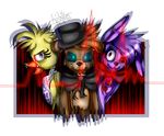  absurd_res animatronic avian bear bird bonnie_(fnaf) bow_tie chica_(fnaf) chicken female five_nights_at_freddy&#039;s freddy_(fnaf) glowing glowing_eyes group hat hi_res insanity-paints_(artist) lagomorph machine male mammal open_mouth rabbit robot top_hat video_games 